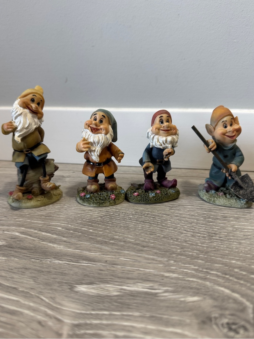 Flawed Vintage Y2K Seven Dwarfs Style Resin Figurines Lot of 4 Garden Décor 3.5”